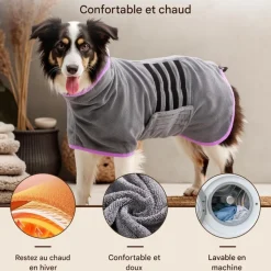 DOWNYPAWS - Peignoir pour chienabsorption d'eau