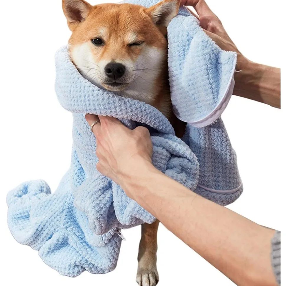 DOWNYPAWS - Peignoir pour chien 60*120cm-serviette absorbante spécifique pour animaux de compagnie