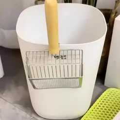 DOWNYPAWS - Pelle à litière pour chat en acier inoxydable 2 en 1, écologique et lavable pour crottes fines