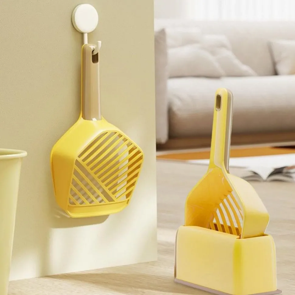 DOWNYPAWS - Pelle à litière pour chat-costume jaune- avec socle