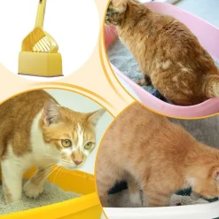 DOWNYPAWS - Pelle à litière pour chat-costume jaune- avec socle