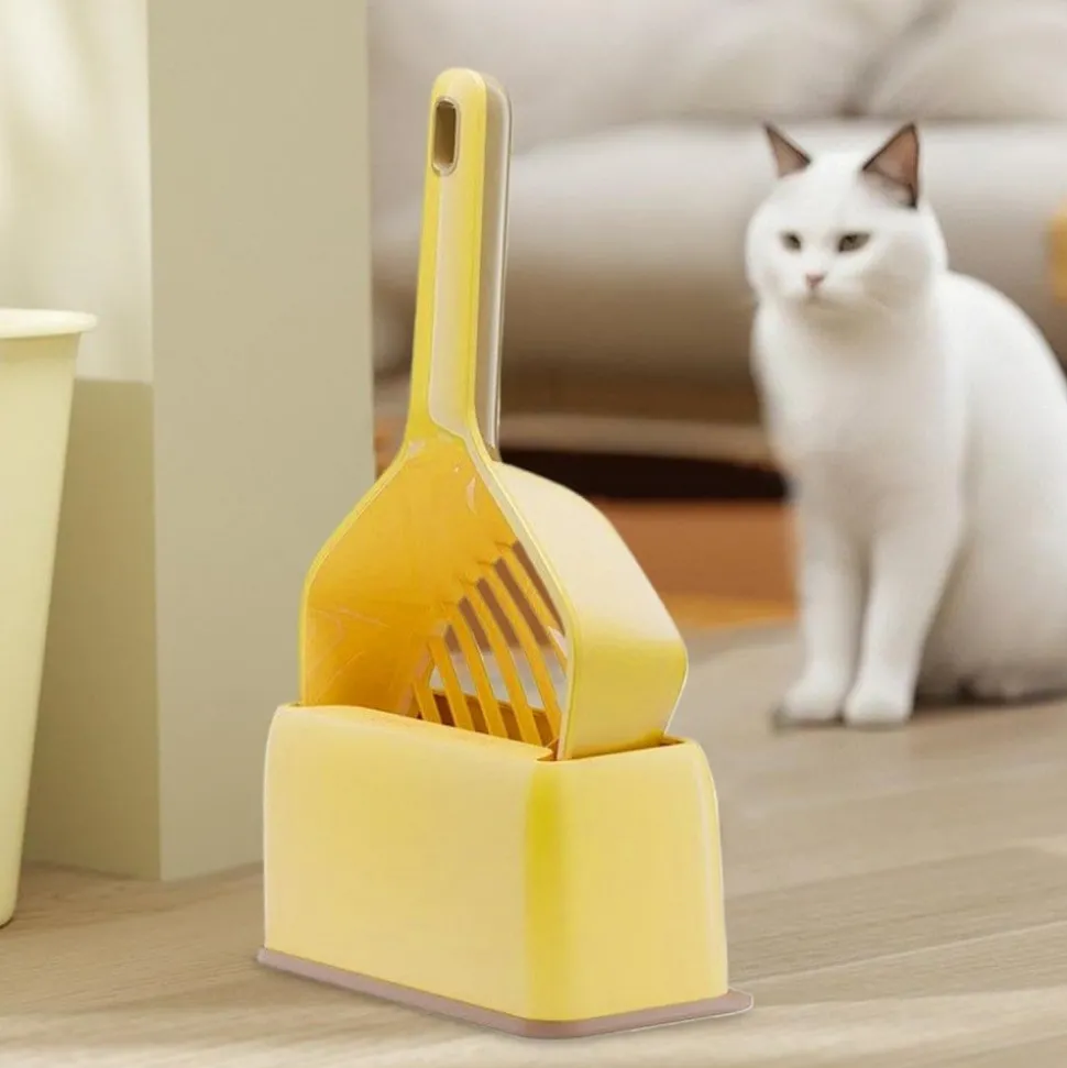 DOWNYPAWS - Pelle à litière pour chat-costume jaune- avec socle