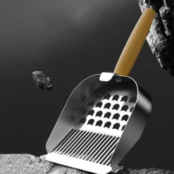 DOWNYPAWS - Pelle à litière pour chat en acier inoxydable - haute qualité-écologique-antiadhésive-portable-avec poignée antidérapante