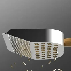 DOWNYPAWS - Pelle à litière pour chat en acier inoxydable - haute qualité-écologique-antiadhésive-portable-avec poignée antidérapante