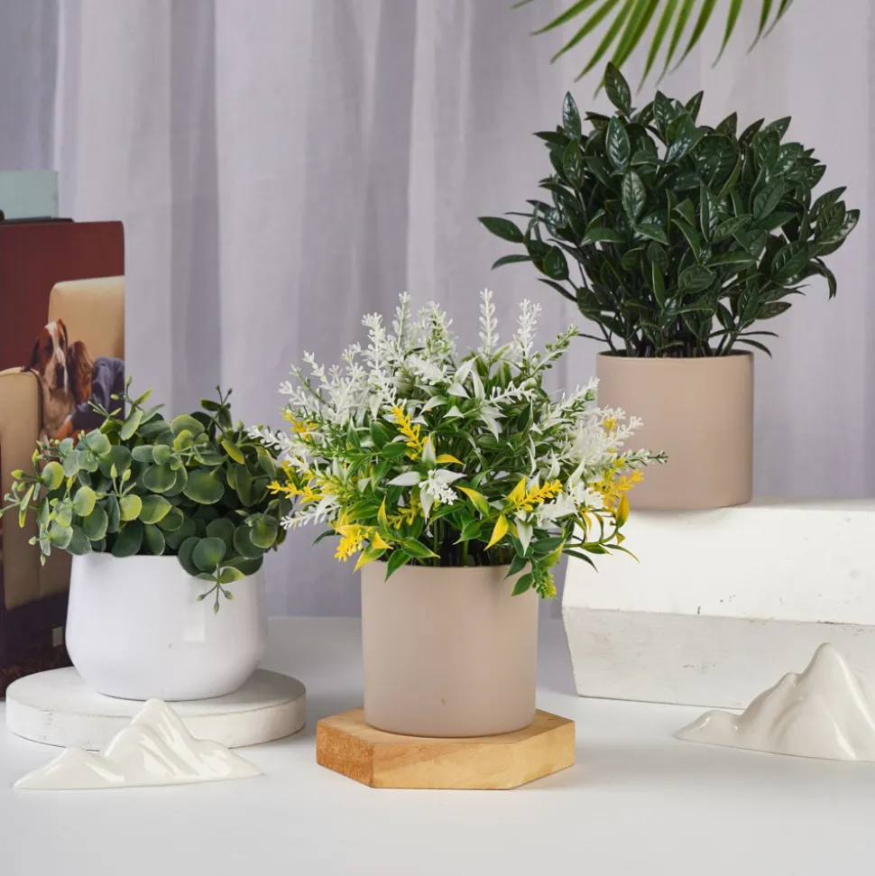 DOWNYPAWS - Plantes vertes artificielles en pot fleurs artificielles lavande