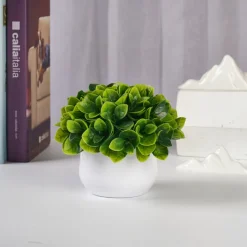 DOWNYPAWS - Plantes vertes artificielles en pot fleurs artificielles petites feuilles vertes