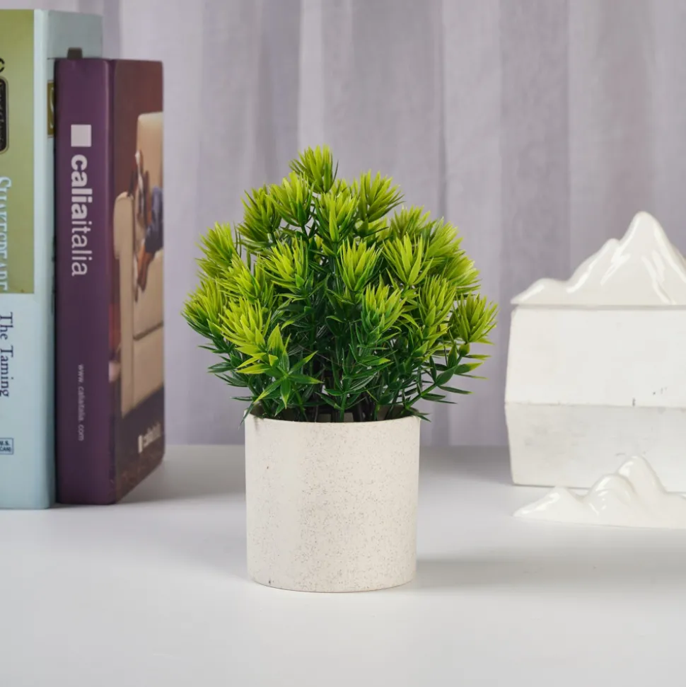 DOWNYPAWS - Plantes vertes artificielles en pot fleurs artificielles bleu et blanc