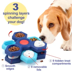 DOWNYPAWS - Plateau tournant d'alimentation à 3 niveaux, jouet d'alimentation pour chien