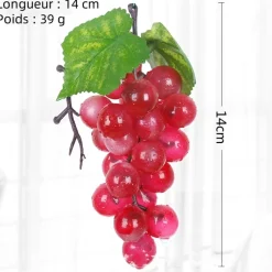DOWNYPAWS - Raisins artificiels très réalistes 24 rouges * 3
