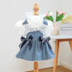 DOWNYPAWS - Robe pour animaux de compagnie avec volants en nœud