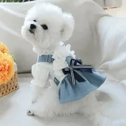 DOWNYPAWS - Robe pour animaux de compagnie avec volants en nœud