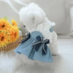 DOWNYPAWS - Robe pour animaux de compagnie avec volants en nœud