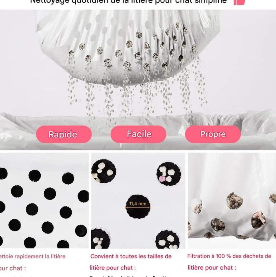 DOWNYPAWS - Sac à corde litière pour chat paquet de 14