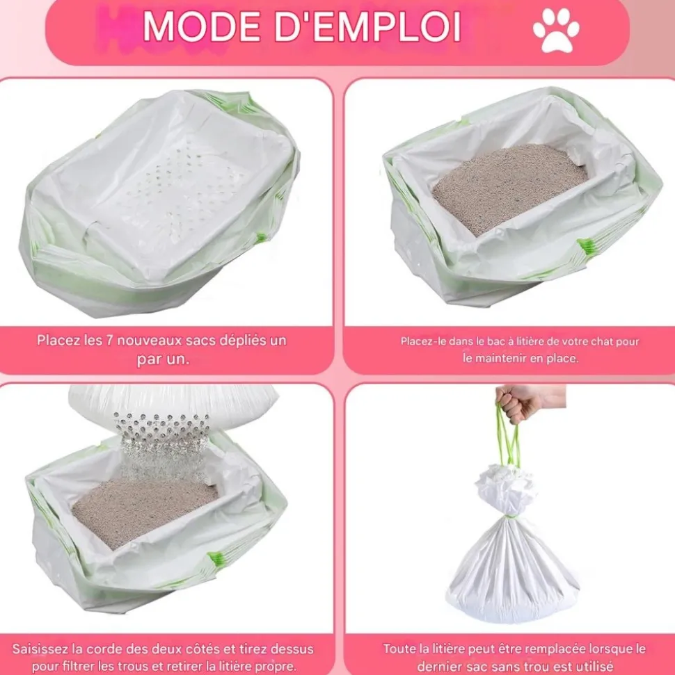 DOWNYPAWS - Sac à corde litière pour chat paquet de 14