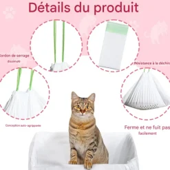DOWNYPAWS - Sac à corde litière pour chat paquet de 14