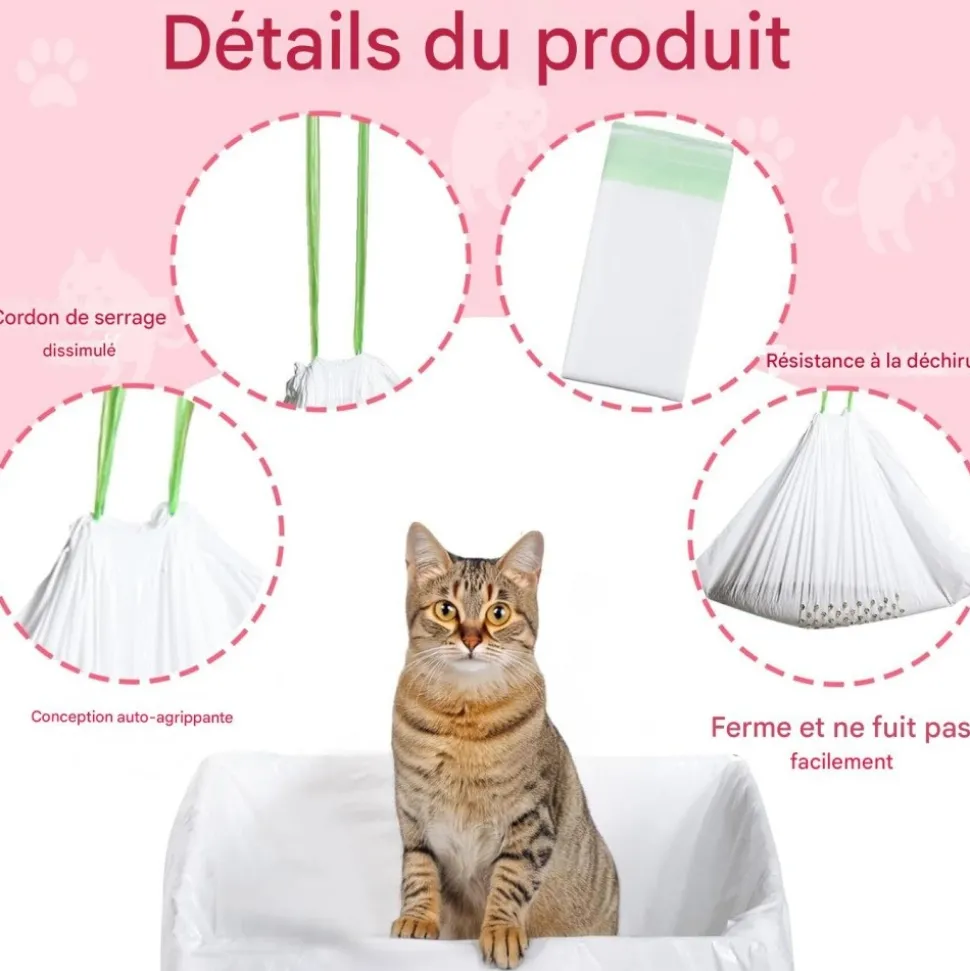 DOWNYPAWS - Sac à corde litière pour chat paquet de 14