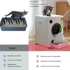 DOWNYPAWS - Sac à corde litière pour chat paquet de 14