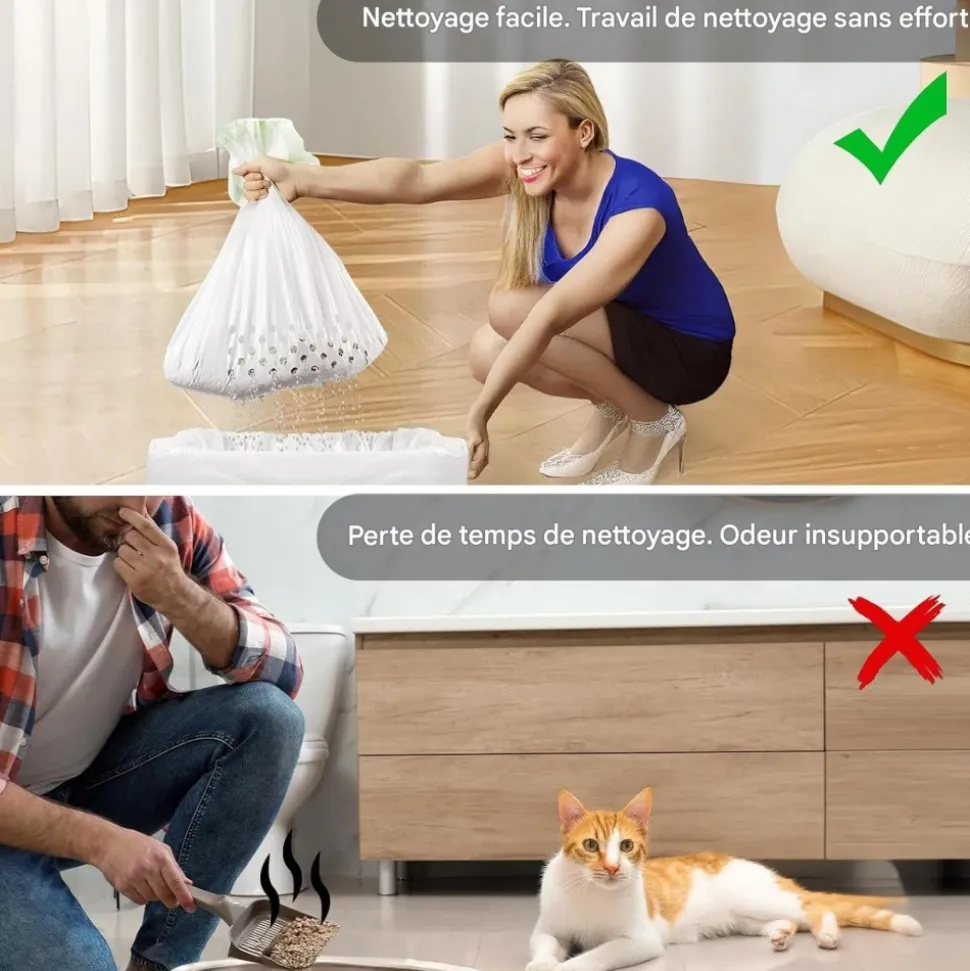 DOWNYPAWS - Sac à corde litière pour chat paquet de 14