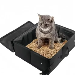 DOWNYPAWS - Sac à litière pliable en tissu pour chat : bac à litière toilettes avec déodorant