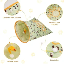 DOWNYPAWS - Sac tunnel pourchatsavec balle jouet
