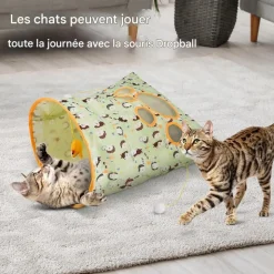 DOWNYPAWS - Sac tunnel pourchatsavec balle jouet