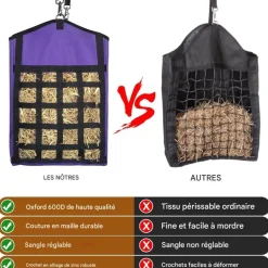 DOWNYPAWS - Sacs à foin - alimentation lente, qualité supérieure, oxford, avec filets à foin avant