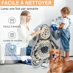 DOWNYPAWS - Tapis à lécher pour chiens-jouets pour chiens-gamelles slow food-gris