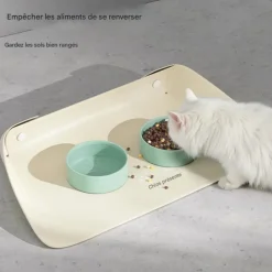 DOWNYPAWS - Tapis antidérapant pour gamelle d'animal de compagnie-tapis de nourriture pour animaux 45*30cm-blanc