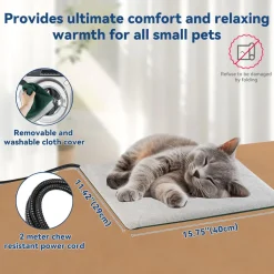 DOWNYPAWS - Tapis chauffant pour chat et chien - 40 x 29 cm - avec contrôle de température et minuterie - adapté à l'extérieur