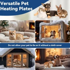 DOWNYPAWS - Tapis chauffant pour chat et chien - 40 x 29 cm - avec contrôle de température et minuterie - adapté à l'extérieur