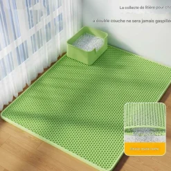 DOWNYPAWS - Tapis de litière anti-déversement pour chat vert 45*60cm