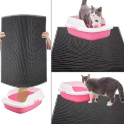 DOWNYPAWS - Tapis de litière pour chat noir 45*60cm