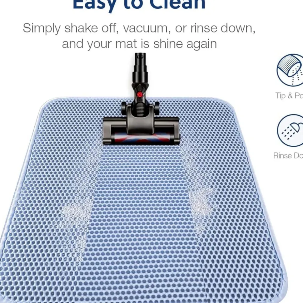 DOWNYPAWS - Tapis de litière anti-déversement pour chat bleu clair 45*60cm