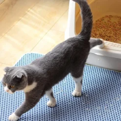 DOWNYPAWS - Tapis de litière anti-déversement pour chat bleu clair 45*60cm