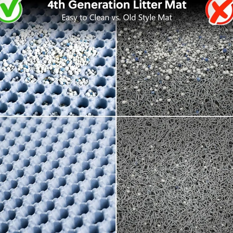 DOWNYPAWS - Tapis de litière anti-déversement pour chat bleu clair 45*60cm