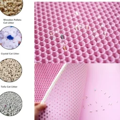 DOWNYPAWS - Tapis de litière anti-déversement pour chat rose 40*50cm