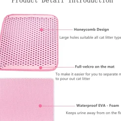 DOWNYPAWS - Tapis de litière anti-déversement pour chat rose 40*50cm