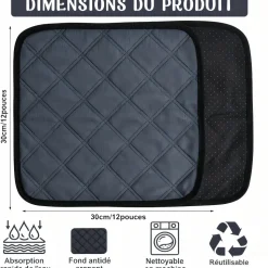 DOWNYPAWS - Tapis de pipi - 4 pièces 30 x 30 cm absorbant antidérapant lavable réutilisable