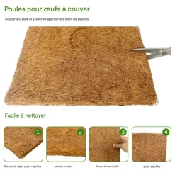 DOWNYPAWS - Tapis en fibre de noix de coco pour nid d'oiseau et animal de compagnie 25*25cm5 pièces