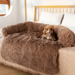 DOWNYPAWS - Tapis pour lit de chien en peluche, universel pour toutes saisons kaki 115*95*15cm