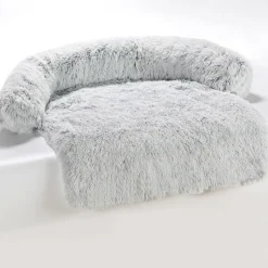 DOWNYPAWS - Tapis pour lit de chien en peluche, universel pour toutes saisons gris foncé 95 x 80 x 15 cm