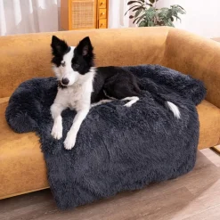 DOWNYPAWS - Tapis pour lit de chien en peluche, universel pour toutes saisons noir 95 x 80 x 15 cmnoir 105 x 95 x 15 cm