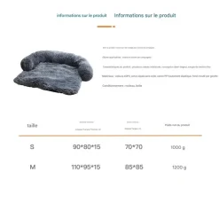 DOWNYPAWS - Tapis pour lit de chien en peluche, universel pour toutes saisons gris foncé 105 x 95 x 15 cm