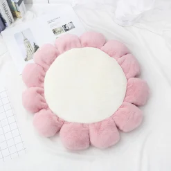 DOWNYPAWS - Tapis rond en fourrure de lapin douce - lit pour chat coussin pour chien tapis girly fleuri pour animaux de compagnie