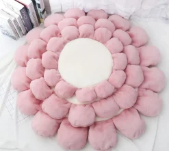 DOWNYPAWS - Tapis rond en fourrure de lapin douce - lit pour chat coussin pour chien tapis girly fleuri pour animaux de compagnie