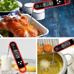 DOWNYPAWS - Thermomètre alimentaire multi-angle pliable rouge (-50 - 300鈩