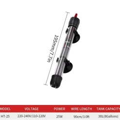 DOWNYPAWS - Tige chauffante automatique à température constante, 25 w pour aquarium