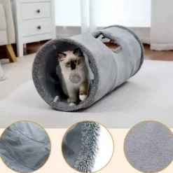 DOWNYPAWS - Tunnel pliable pour chat gris-65*29cm
