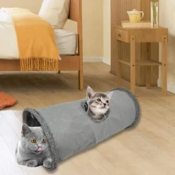 DOWNYPAWS - Tunnel pliable pour chat gris-65*29cm