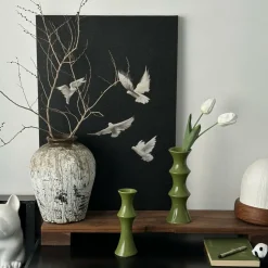 DOWNYPAWS - Vase décoratif en céramique en forme de bambou vert